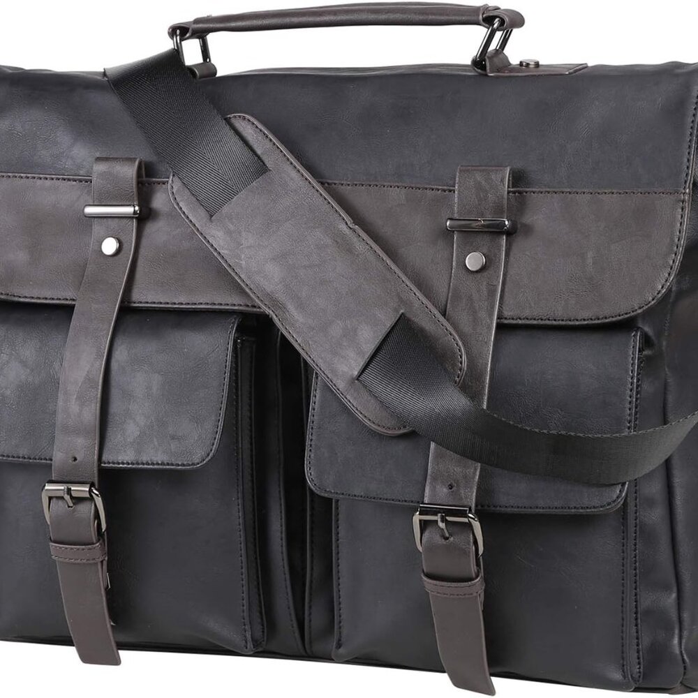 Leather Messenger Bag for Men, 15.6 Inch Vintage Laptop Bag Briefcase Satchel